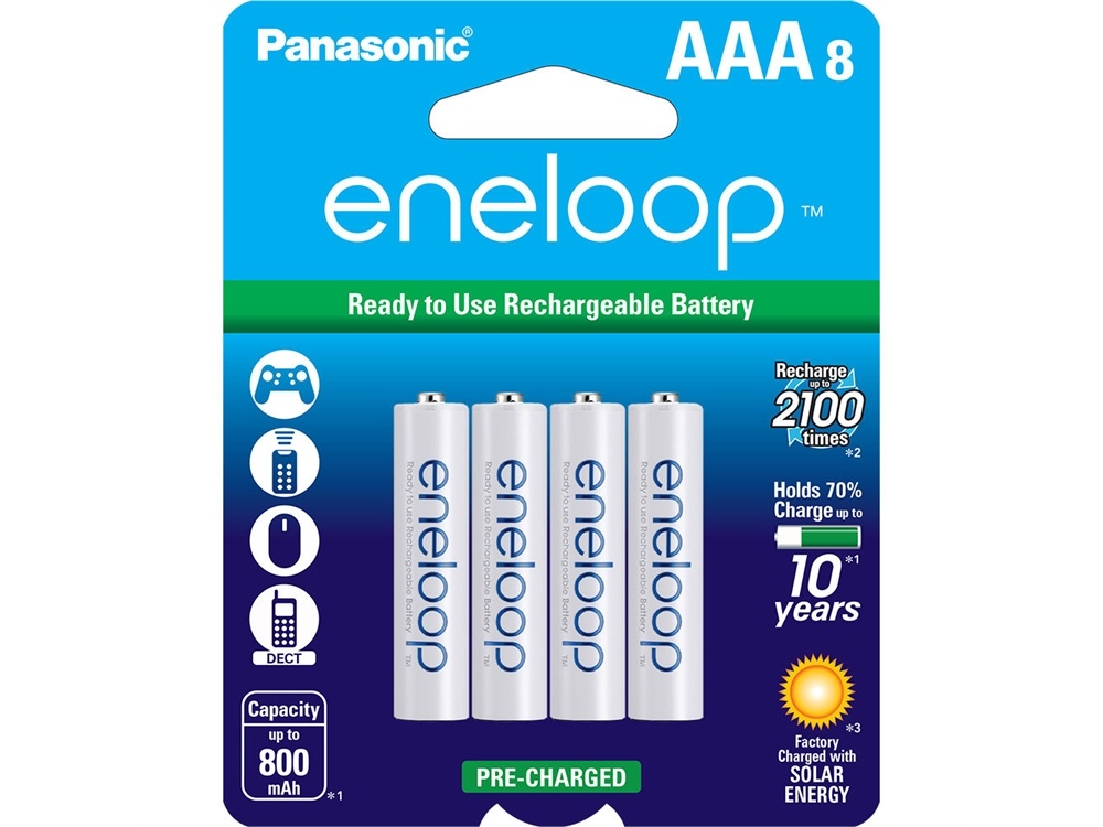 Panasonic Eneloop AAA Rechargeable Ni-MH Batteries (800mAh, Pack of 8)