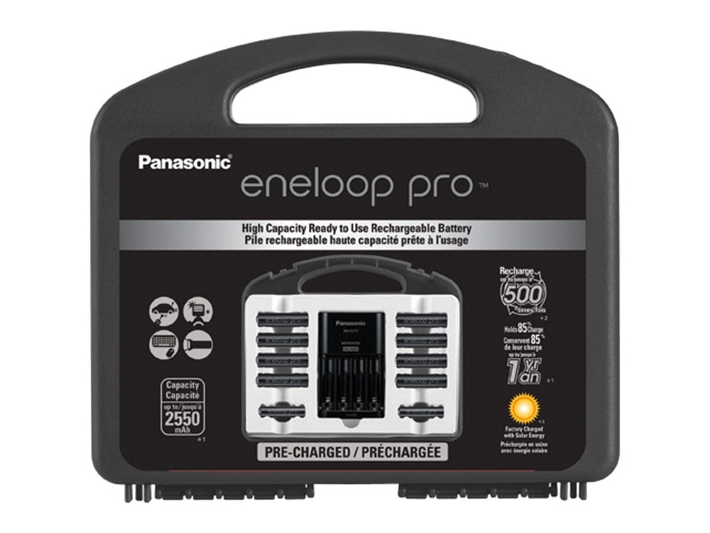 Panasonic eneloop pro High Capacity Power Pack with Charger, 8 AA and 2 AAA NiMH Batteries