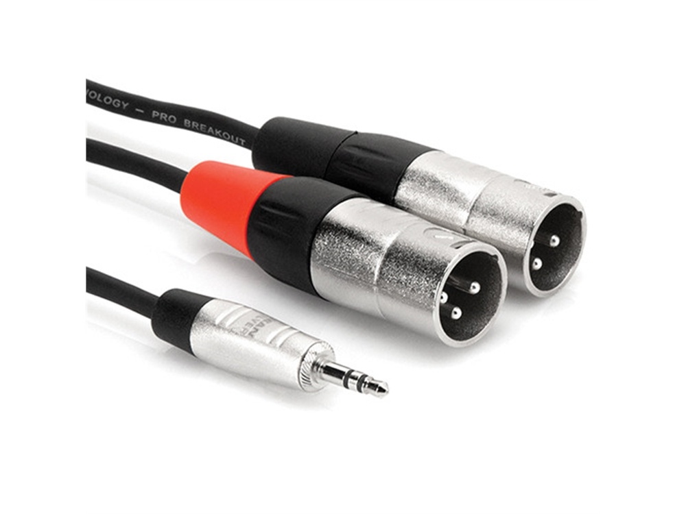 Hosa HMX-010Y 3.5" Stereo Mini to Dual 3-Pin XLR Male Breakout Cable (10')