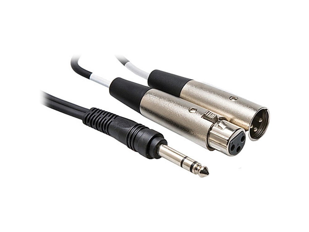 Hosa SRC-203 Stereo 1/4" Male to 2 3-Pin XLR (1 Male, 1 Female) Y-Cable - 10'