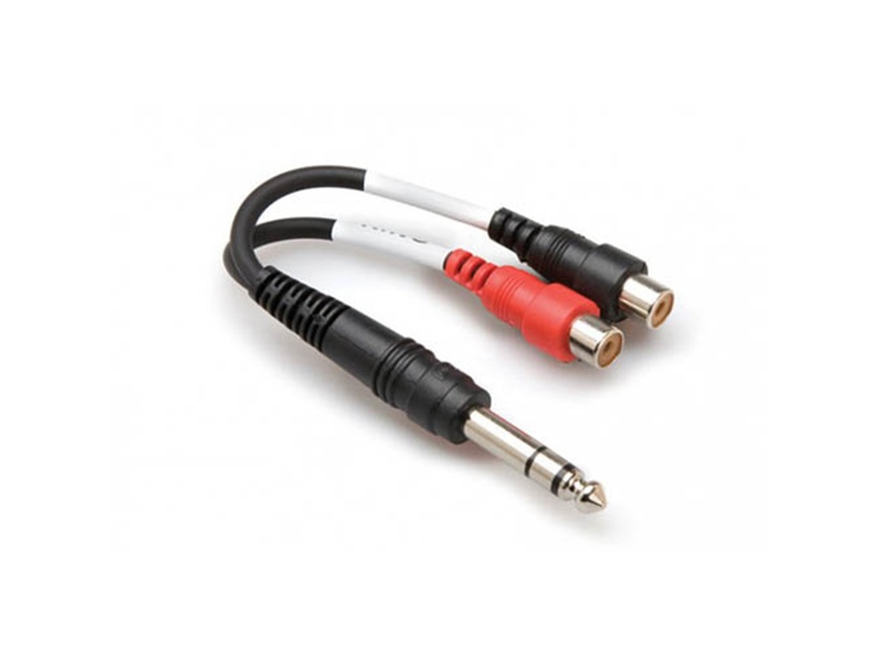 Hosa YPR-102 Stereo 1/4" Male to 2 RCA Female Y-Cable - 6"