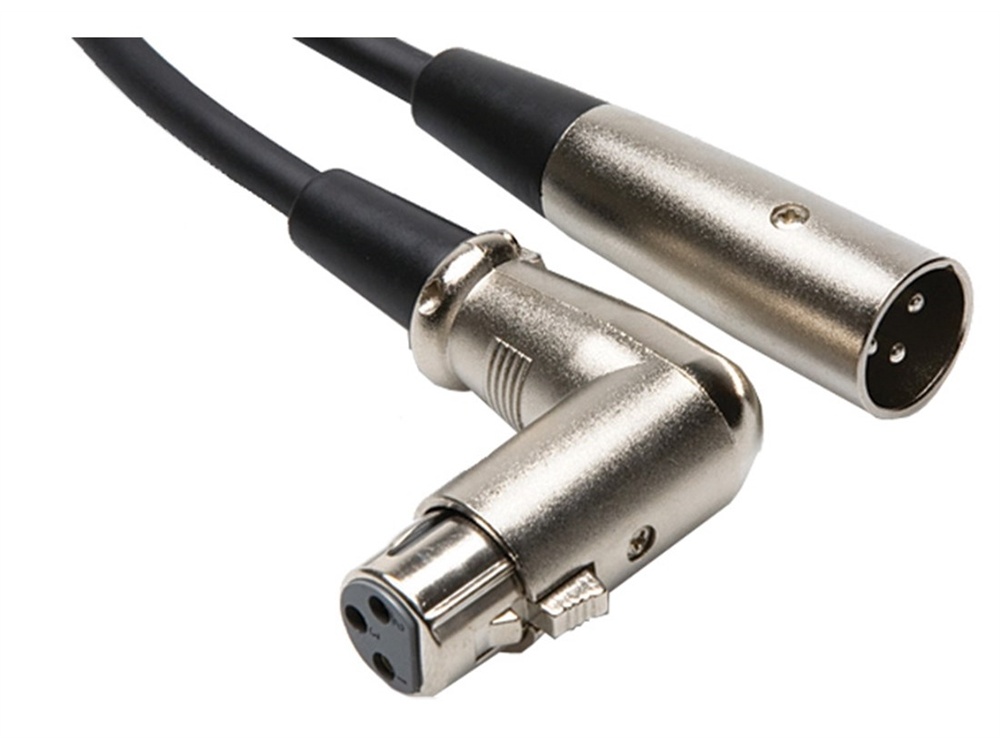Hosa XFF-110 3-Pin XLR Male to XLR Angled Female Balanced Interconnect Cable - 10'