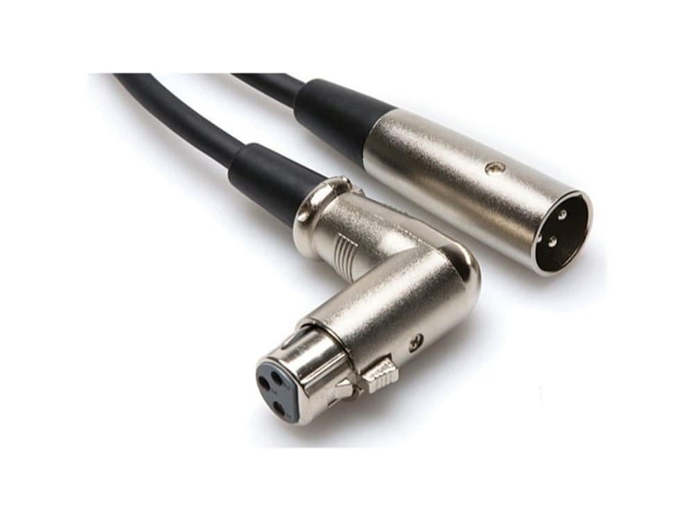 Hosa XFF-103 3-Pin XLR Male to XLR Angled Female Balanced Interconnect Cable - 3'
