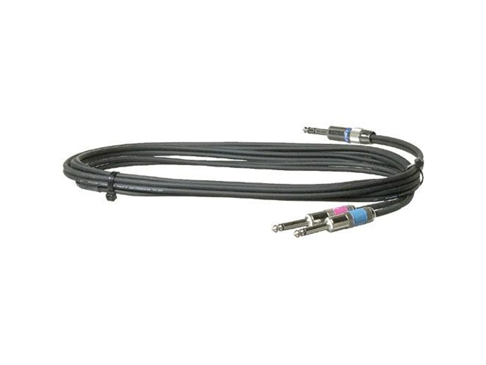 Pro Co Sound Insert Y-Cable 1/4" Male Phone TRS Stereo To 2x 1/4" Male Phone TS Mono - 20'