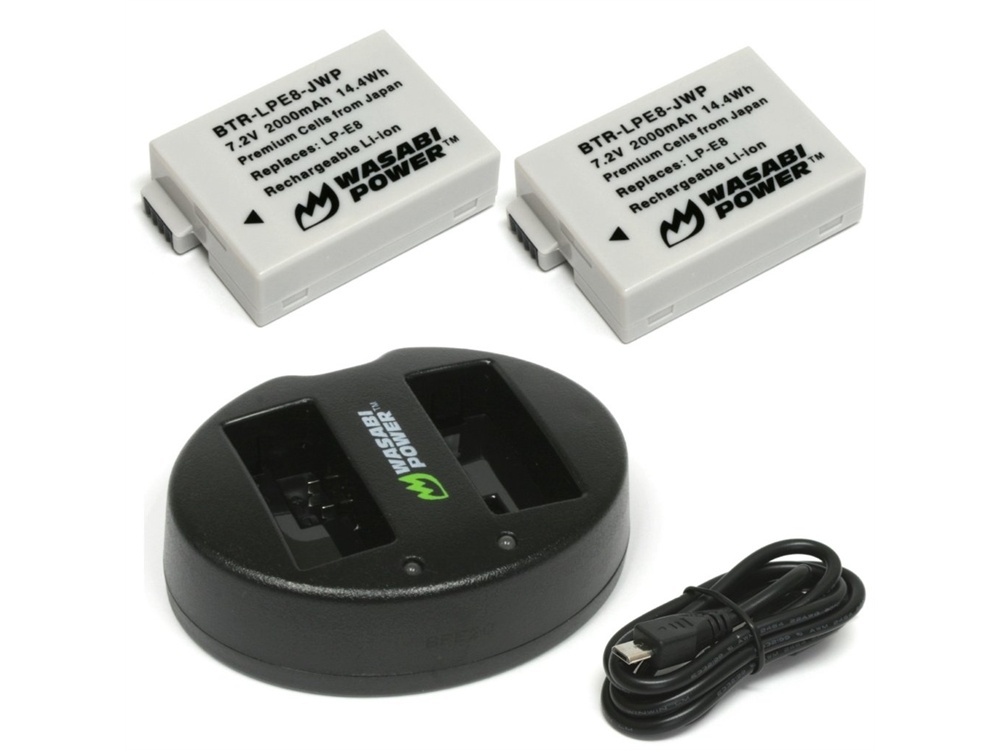 Wasabi Power Battery and Dual USB Charger for Canon LP-E8 (2-Pack)