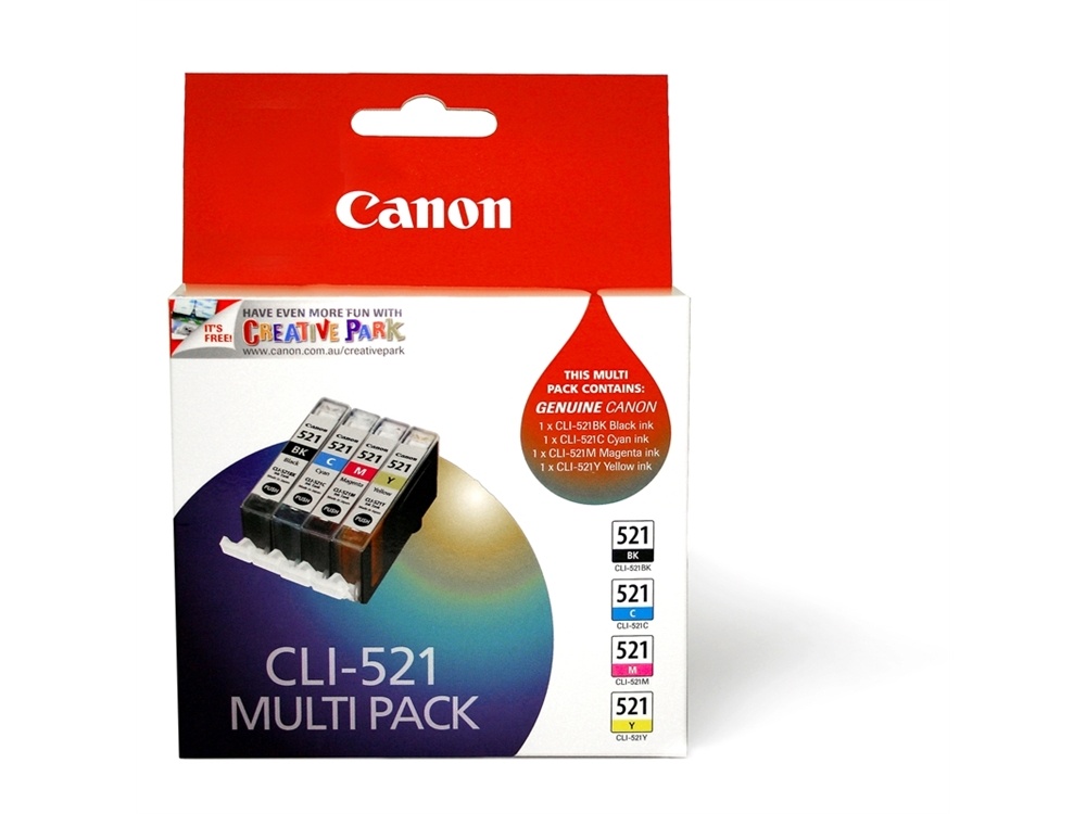 Canon CLI-521 C/M/Y/BK ChromaLife100 Multi Ink Cartridge Pack
