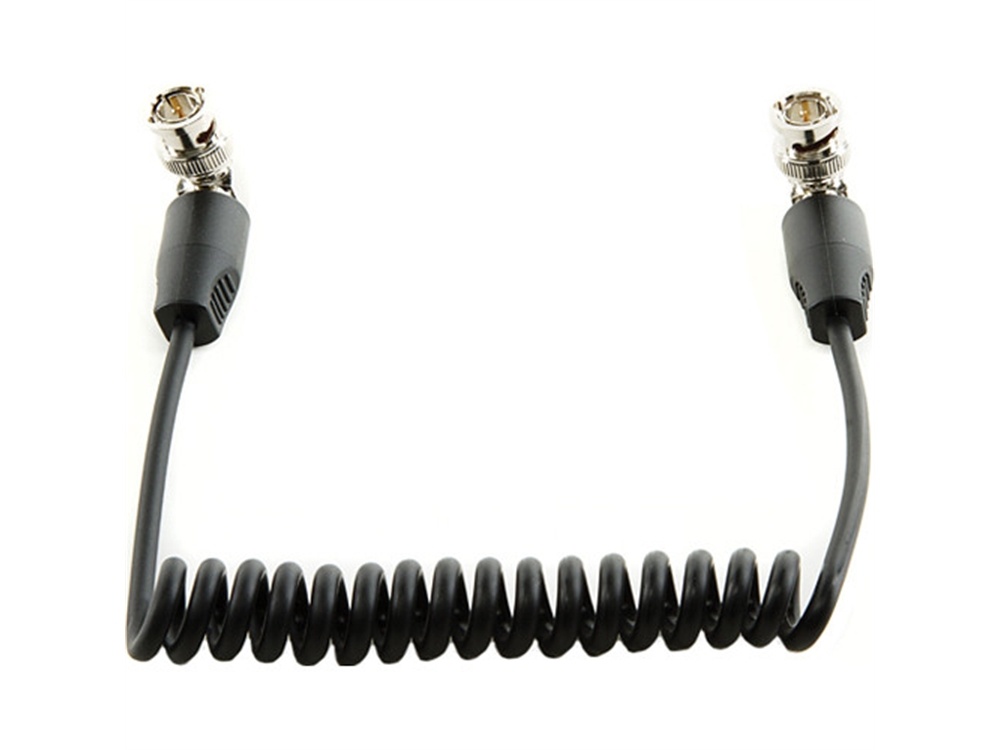 SHAPE Coiled SDI Cable with Right Angle Connectors (10")
