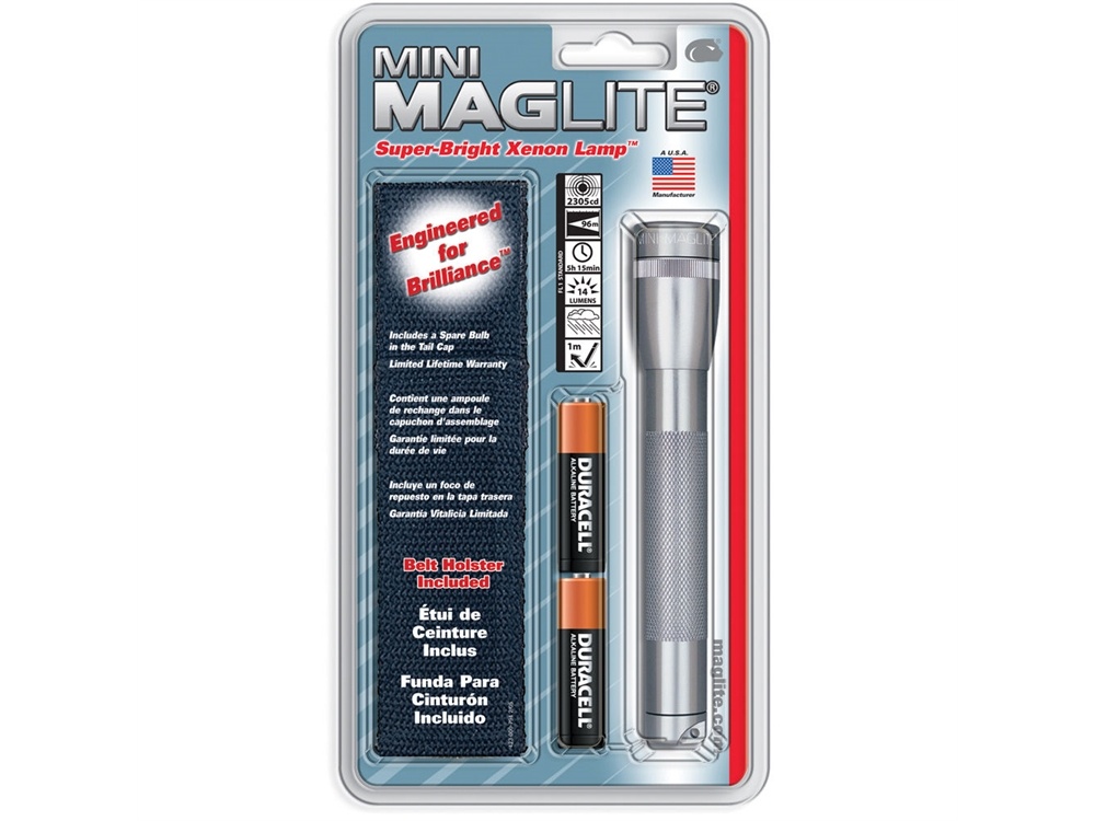 Maglite Mini Maglite 2-Cell AA Flashlight with Holster (Grey)