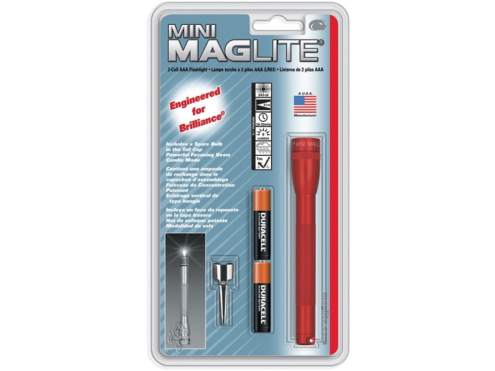 Maglite Mini Maglite 2-Cell AAA Flashlight with Clip (Red)