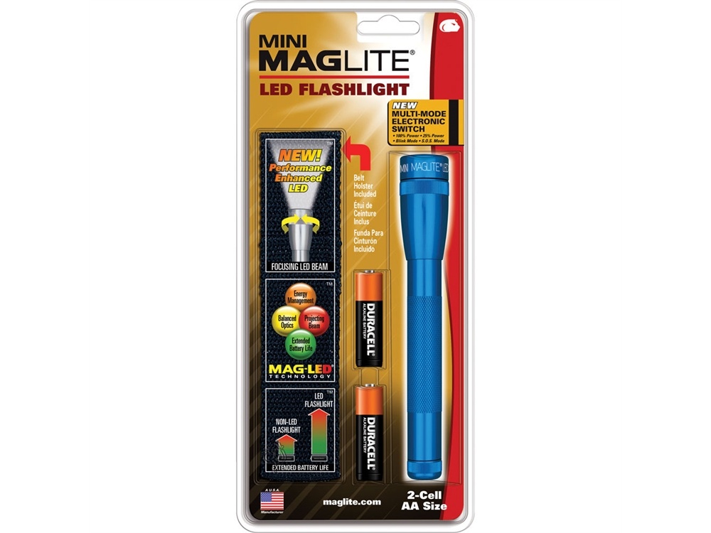 Maglite Mini Maglite 2AA LED Flashlight with Holster (Blue, Clamshell)