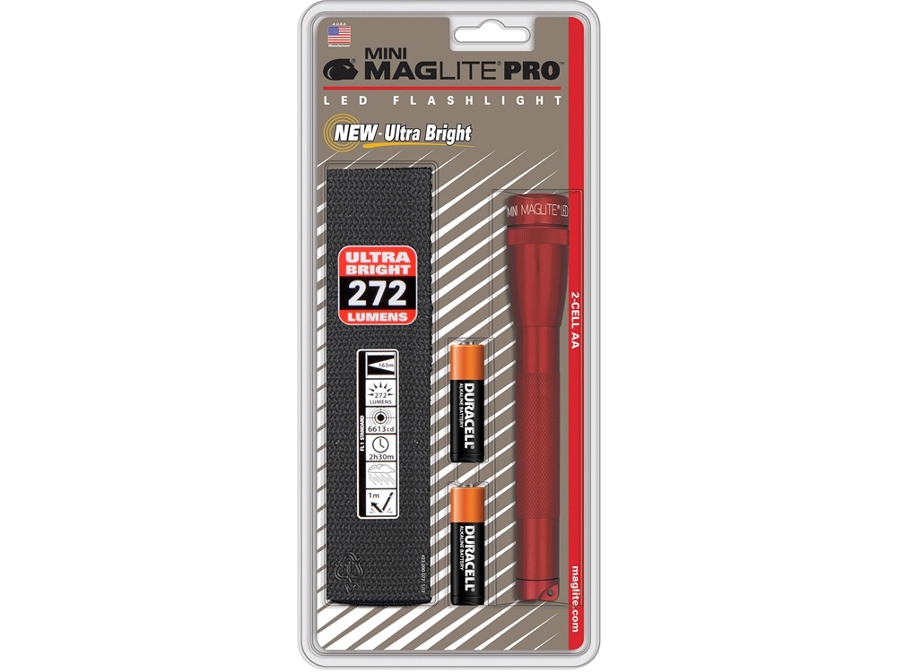 Maglite Mini Maglite Pro 2AA LED Flashlight with Holster (Red)
