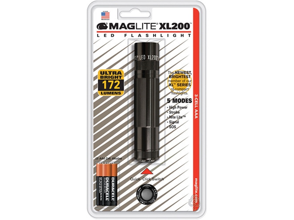 Maglite XL200 LED Flashlight (Black, Clamshell Packaging)