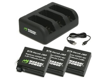 Wasabi Power Battery & Triple Charger for GoPro Hero4 (3-Pack)