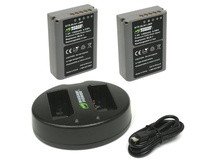 Wasabi Power Battery and Dual USB Charger for Olympus BLN-1 (2-Pack)