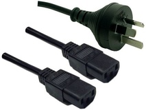 DYNAMIX 3-Pin/IEC Female 10A 'Y' Power Cord (Black, 2 m)