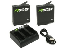 Wasabi Power Battery (2-Pack) and Triple Charger for GoPro HERO5 & HERO6