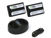 Wasabi Power Battery (2-pack) and Dual USB Charger for Sony NP-FM500H