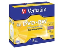 Verbatim DVD+RW 4.7GB 4x 5 Pack with Jewel Cases