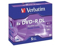 Verbatim DVD+R DL 8.5GB 10x 5 Pack with Jewel Cases