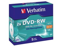 Verbatim DVD-RW 4.7GB 2x 5 Pack with Jewel Cases