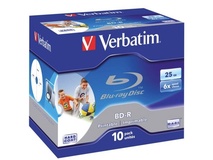 Verbatim BD-R 25GB 6x White Wide Printable 10 Pack with Jewel Cases