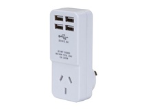 DYNAMIX USB Wall Charger with 4 USB Outlets and 1 Main Power Socket