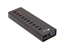 Xcellon 10-Port Powered USB 3.0 Slim Aluminum Hub with 3 Dual Data/Charging Ports