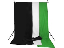 Impact Background System Kit with 3 x 3.5M Black, White, Chroma Green Muslins
