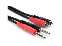 Hosa CPR-203 Two 1/4" Phone Male to Two RCA Male Unbalanced Cable (Moulded Plugs) - 10'