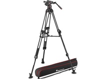 Manfrotto 612 Nitrotech Fluid Head with 645 FAST Twin Aluminum Tripod System And Bag