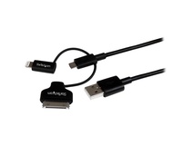 StarTech 3 in 1 Charging Cable - USB to Lightning / 30-pin Dock / Micro-USB (1m)