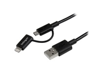 StarTech 2 in 1 Charging Cable - USB to Lightning or Micro-USB (1m)