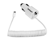 StarTech Dual Port Car Charger-MicroUSB (White)