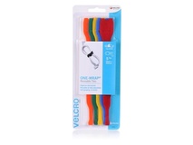 VELCRO ONE-WRAP Reusable Hook & Loop Cable Ties (25 x 200mm, Multicolour 5 pack)