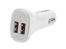 StarTech Dual-Port USB Car Charger (24W/4.8A, White)