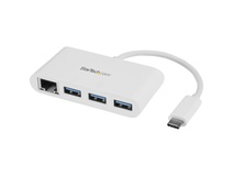 StarTech 3 Port USB 3.0 Hub + GbE - USB-C (White)