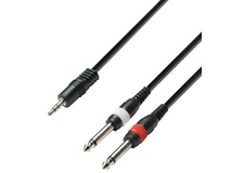 Adam Hall K3YWPP0100 3.5mm Jack Stereo to 2 x 6.3mm Jack Mono Audio Cable (1m)