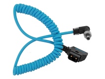 Kondor Blue Coiled D-Tap to Locking DC 2.5mm Right-Angle Cable (0.4 to 1.2m)