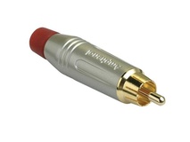 Amphenol AC Series RCA Male Cable Connector with Diecast Shell (Satin/Red)
