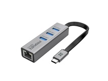 Promate GigaHub Multi-Port Hub with Ethernet Port & USB-C Connector (Grey)