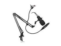 Brateck Podcasting Microphone with Clamp-On Table Mount, Windshield & Phone Holder