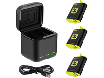 TELESIN LED Storage Battery Charger Box with 3 Batteries for GoPro HERO 9/10/11/12