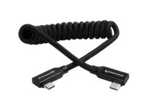 Kondor Blue 30 to 60cm Coiled USB-C Right Angle Braided Cable (Black)