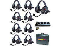 Eartec EVADE XTreme EVXT9 Industrial Full-Duplex Wireless Intercom System with 9 Dual-Ear Headsets