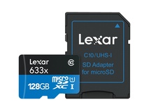 Lexar 128GB High-Performance UHS-I microSDXC Memory Card with SD Adapter