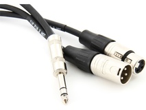 Pro Co Sound Stereo 1/4" Male to 2 XLR (1 Male, 1 Female) Insert Y-Cable - 5'