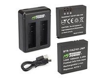 Wasabi Power Battery and Dual USB Charger for Xiaomi YI 4K Action Camera (2-Pack)