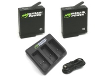 Wasabi Power Battery (2-Pack) & Triple Charger for GoPro HERO 5